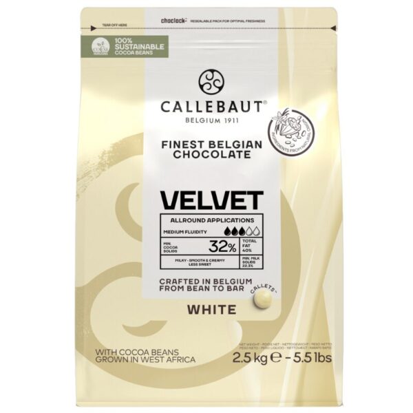 Valge šokolaad Callebaut Velvet (32%), 5 kg